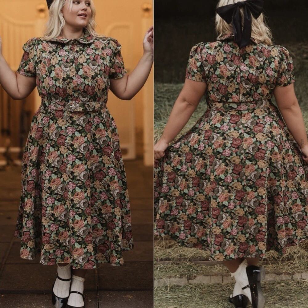 Ivy City Co Remi Dress Moody Floral Tapestry NEW 24W Coquette Bridgerton